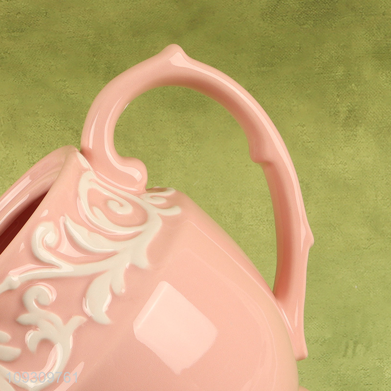 Hot items pink ceramic tea pot coffee pot for sale