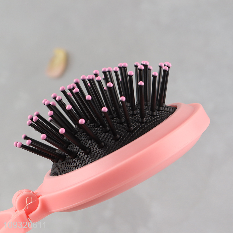 Hot selling portable round hair comb with makeup mirror