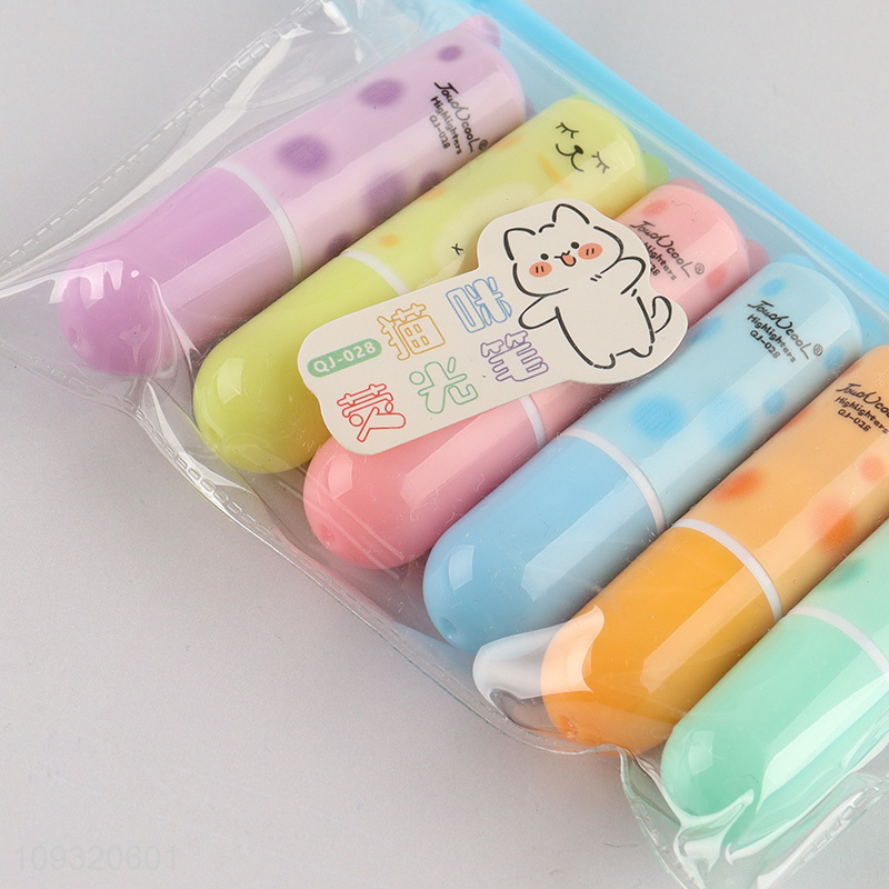 Popular products cartoon multicolor kids highlighter pen set