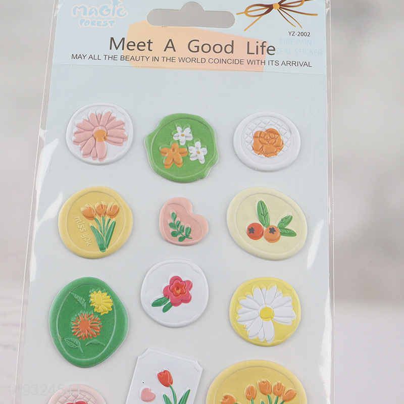 Good quality flower series sticky wax seal sticker