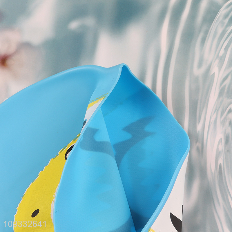 Factory price cartoon shark silicone swimming cap