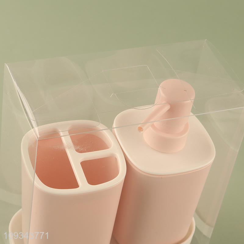 Good quality bathroom liquid soap bottle toothbrush holder set