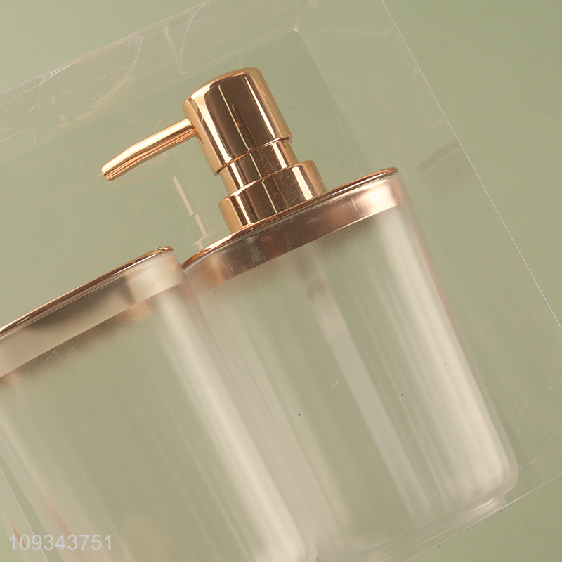 Top sale bathroom liquid soap bottle toothbrush holder set