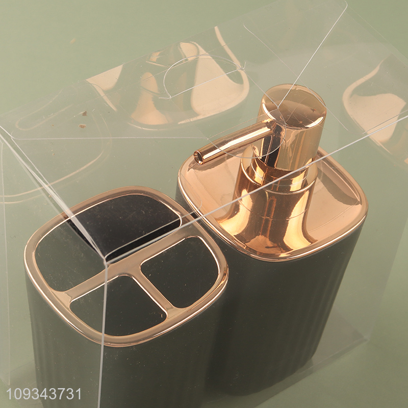 Top selling liquid soap bottle toothbrush holder set for bathroom