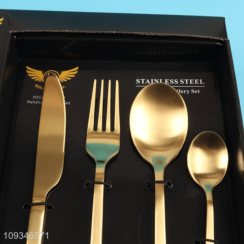 Factory direct sale golden stainless steel cutlery set for gifts
