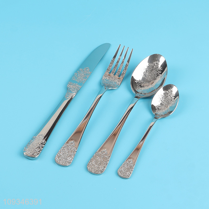 Low price 30pcs stainless steel cutlery set with rack