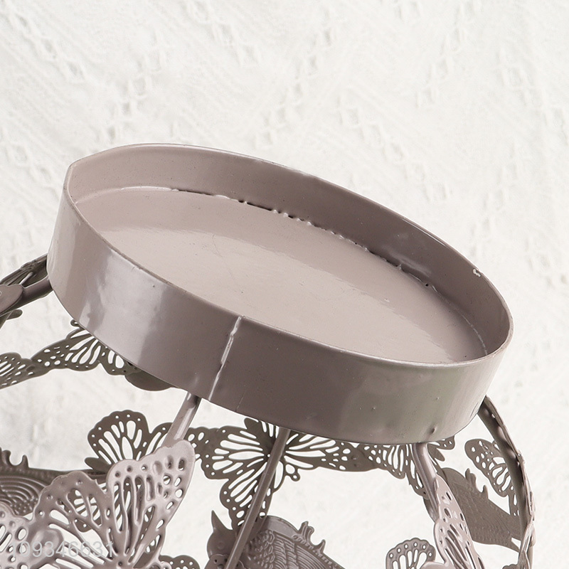 Hot sale hollow butterfly metal candle holder with handle
