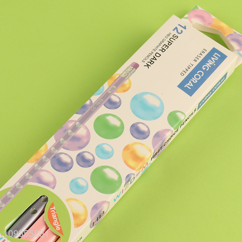 Hot sale 12pcs HB pencils for school stationery
