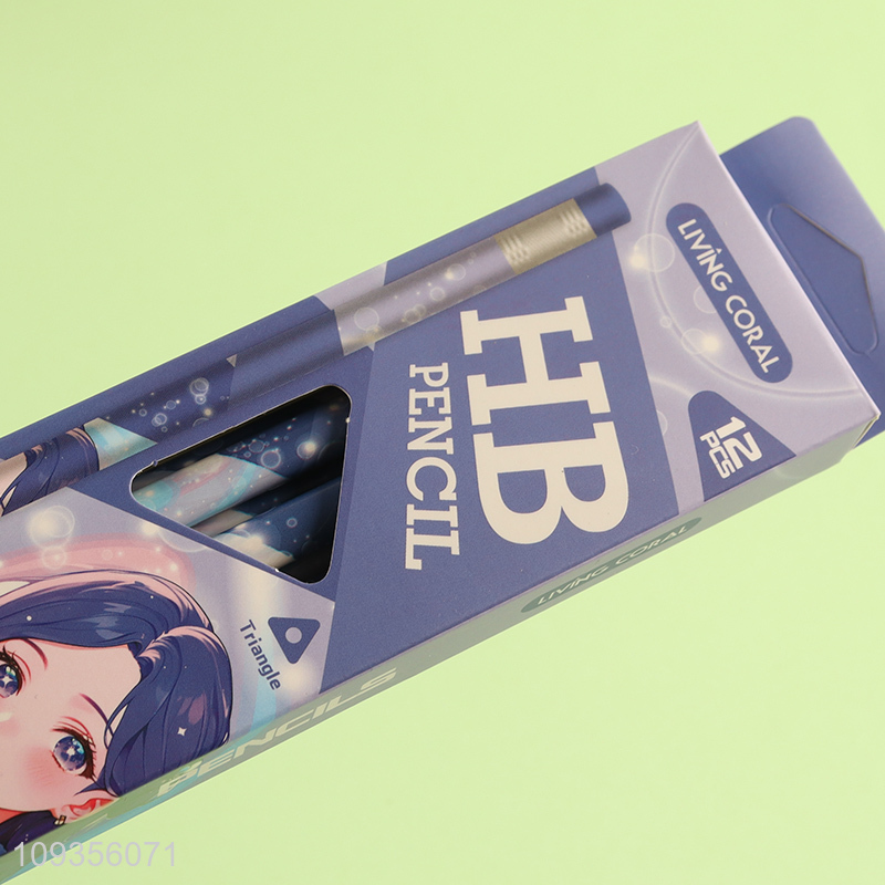 Hot items 12pcs cartoon stationery HB pencils set