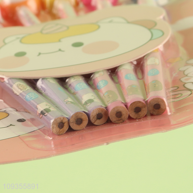 Latest products   6pcs cartoon HB pencils set with eraser