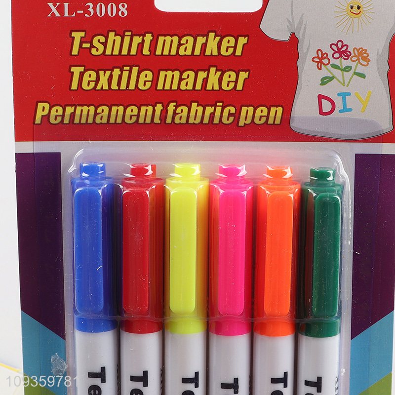 Top selling 6pcs textile marker T-shirt marker