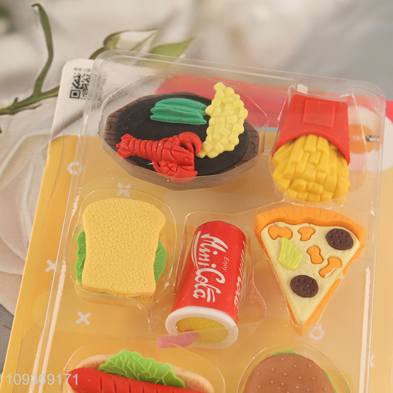 Top quality food series stationery eraser set for sale