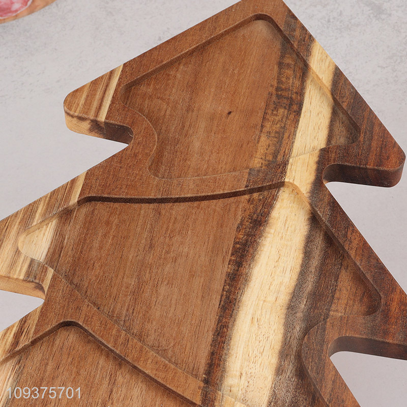 China factory xmas tree shape wooden storage tray