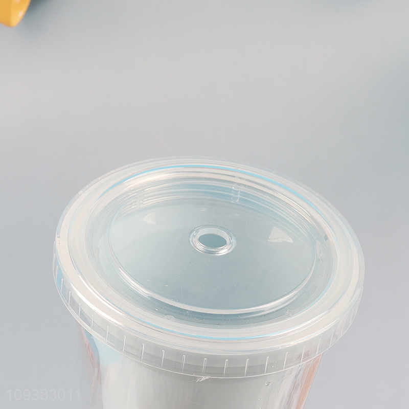Double-Walled plastic Tumbler with Pink Straw & Star Confetti