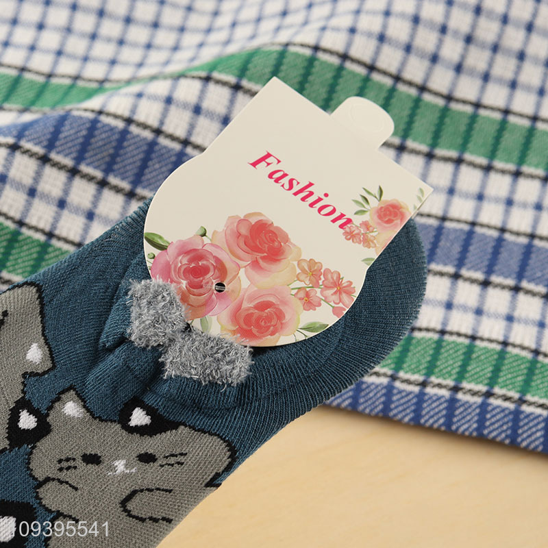 Factory direct sale polyester cute cartoon animal boat socks