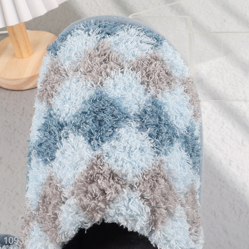 Wholesale soft fuzzy argyle slippers for winter