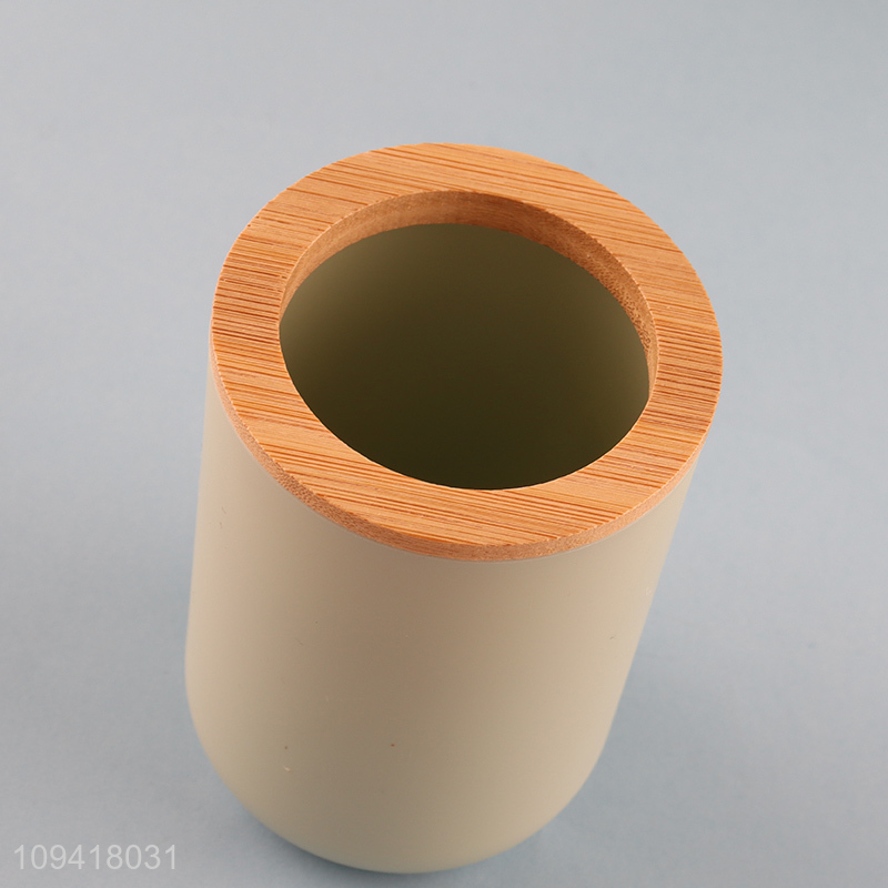 High Quality Round Bamboo Lid Bathroom Accessory Set