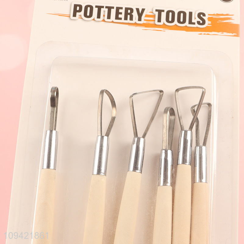 China supplier 6pcs wooden pottery tool set