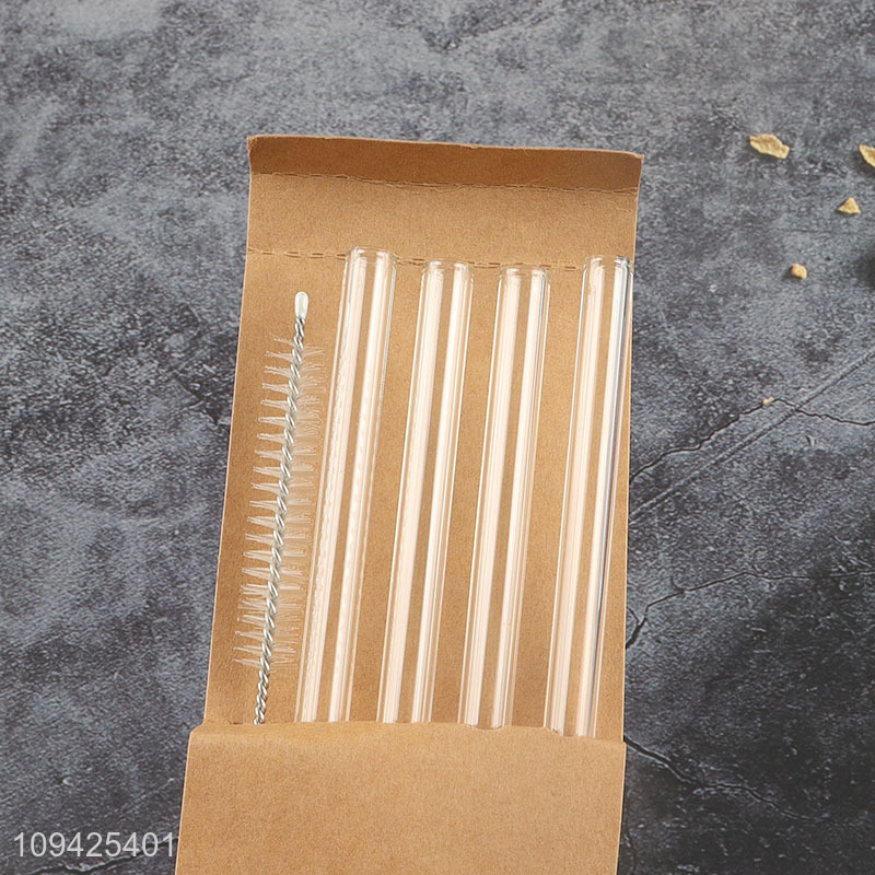 Low price reusable glass drinking straw set