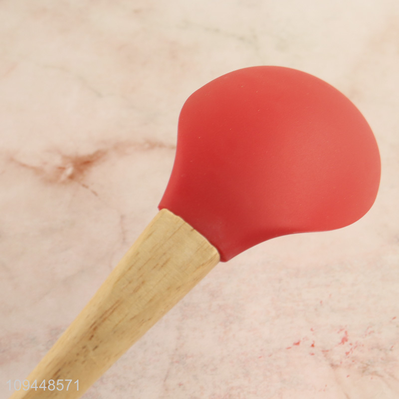 Top sale wooden handle silicone basting spoon wholesale