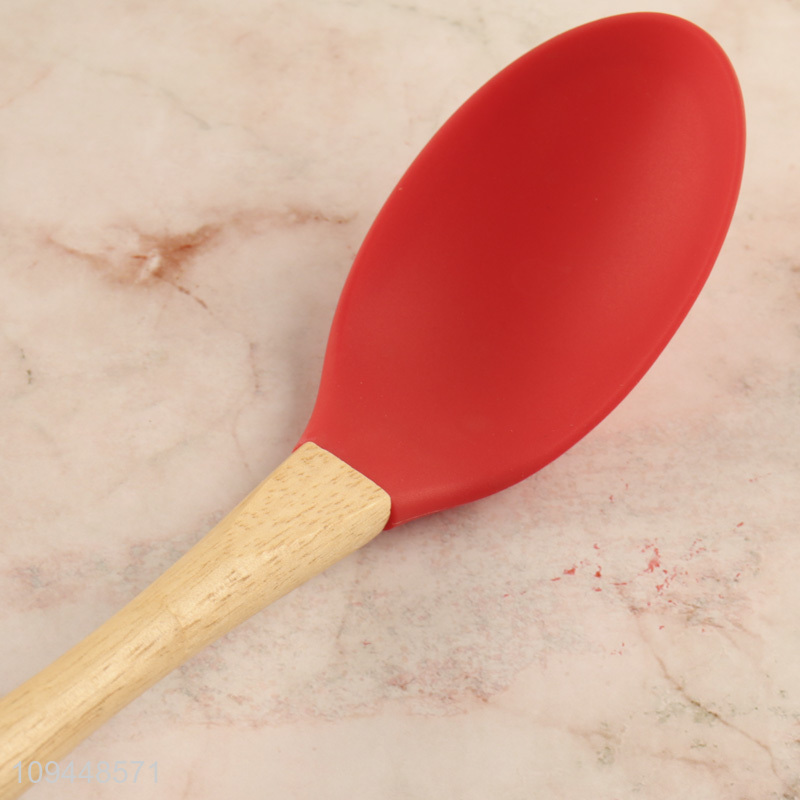 Top sale wooden handle silicone basting spoon wholesale