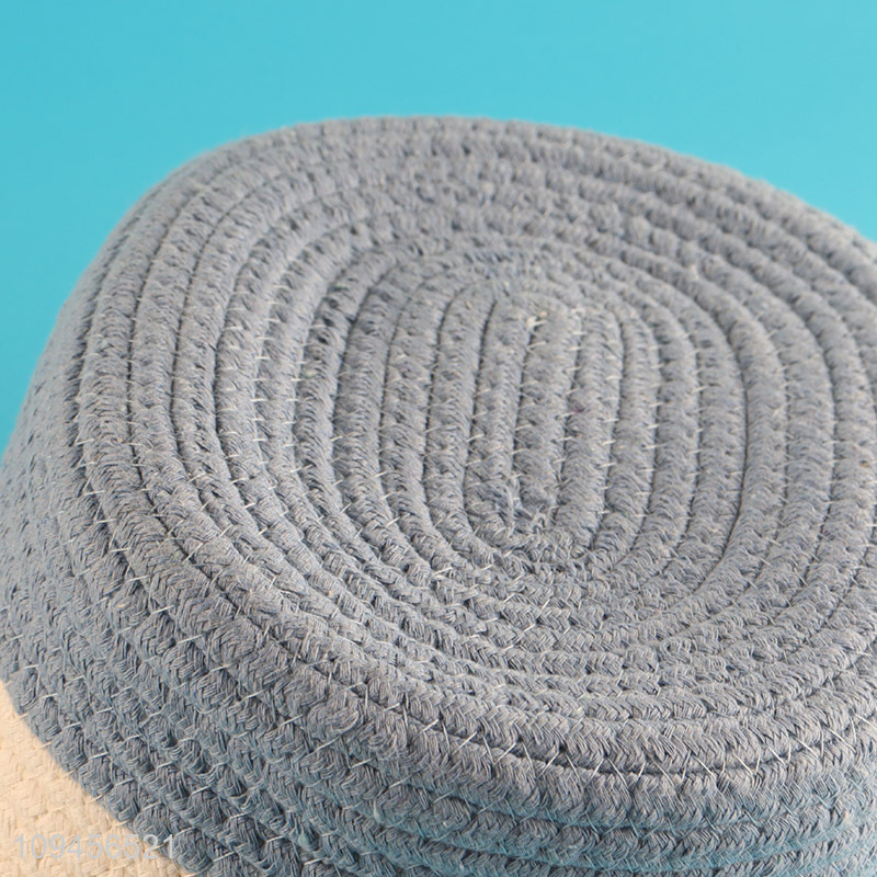 Low price cotton rope woven storage basket with handle