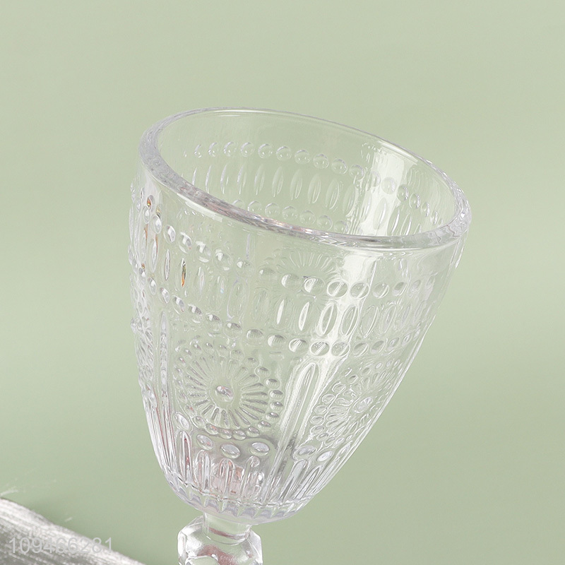 Top products embossed glass goblet cup champagne glasses