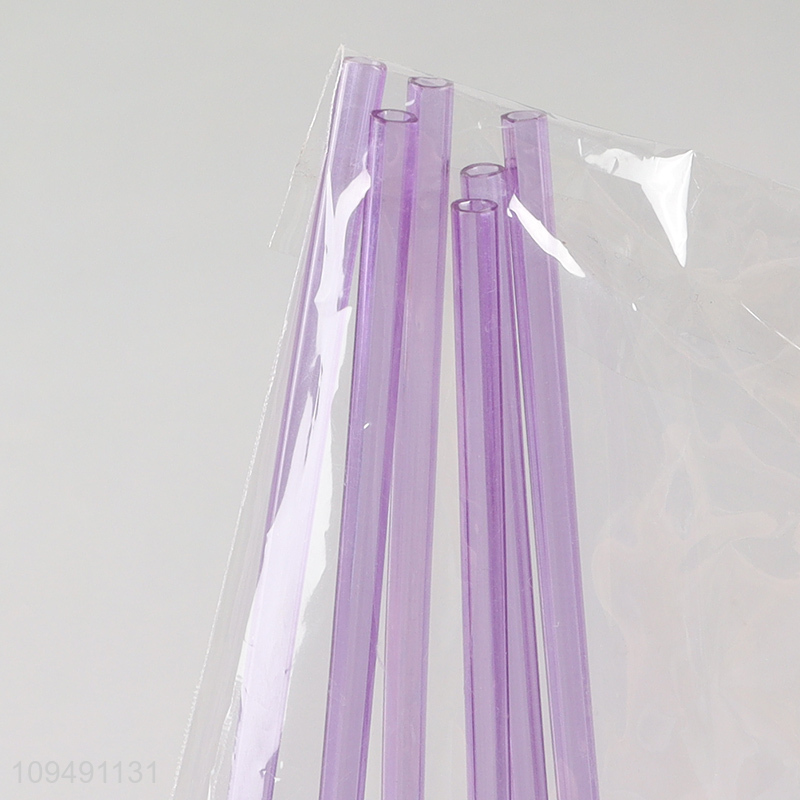 Good quality 6pcs purple drinking straw set
