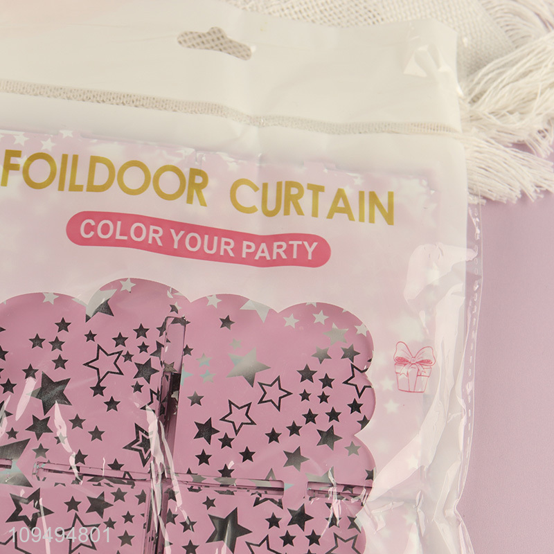 Low price birthday party grid foil curtain backdrop