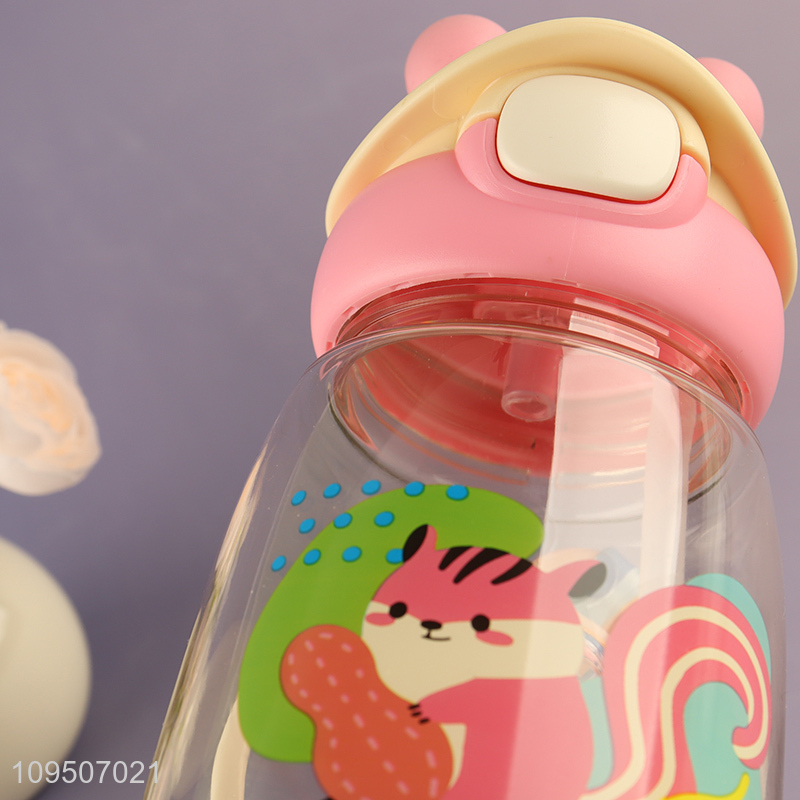 Low price printed children water bottle with straw