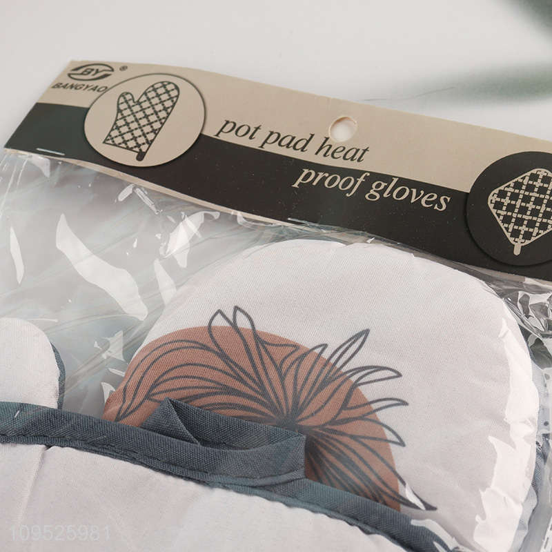 Top selling 2pcs kitchen oven mitts pot pad set