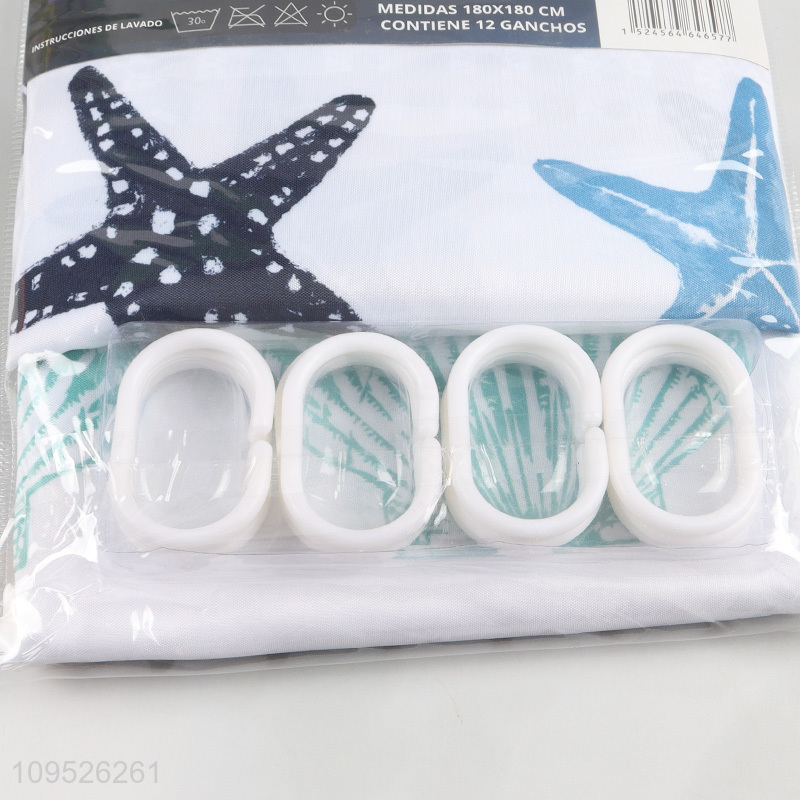 Fashion Starfish Pattern Printed Bath Curtain