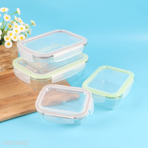 Factory supply rectangle glass food container crisper for sale