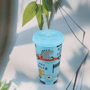 Hot sale plastic printed water cup straw cup